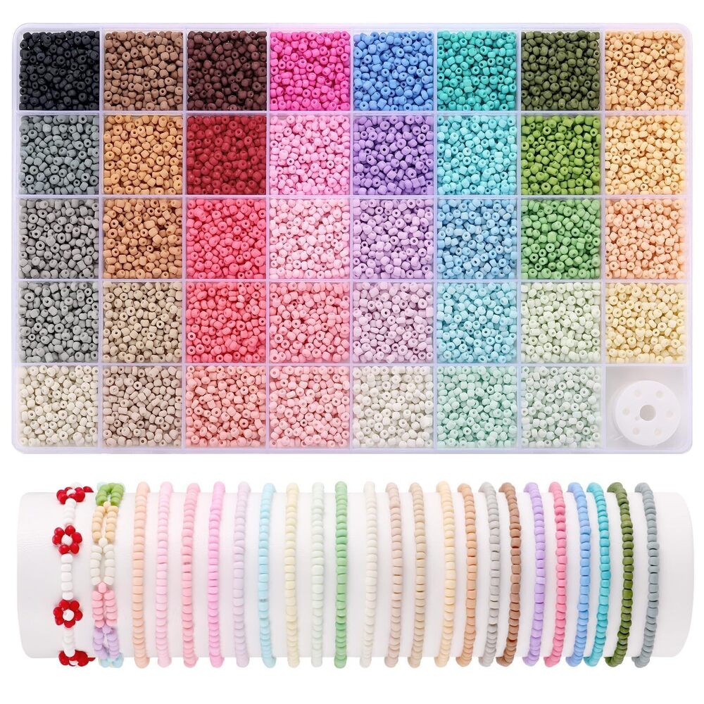 6239 43600pcs+ 3mm Seed Beads for Bracelet Making, Alphabet Letter Beads &